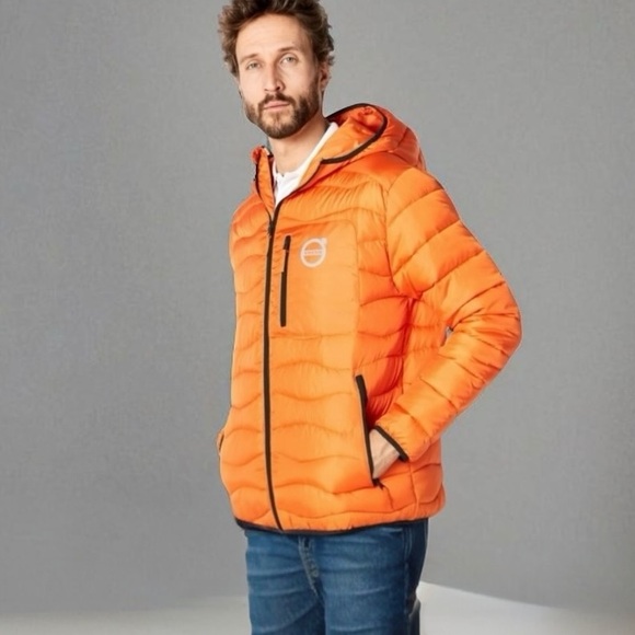 New! VOLVO IRON MARK Lightweight 
PUFFER ORANGE JACKET SIZE MEDIUM - Picture 1 of 16